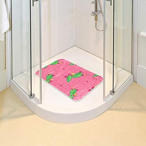 Bennigiry שטיחון לאמבטיה עבור אמבטיות עם כוסות יניקה, ניקוז בורות BPA עבור התינוק הפעוט זמן 14.7 x 26.9 ס מ ירוק קקטוס
