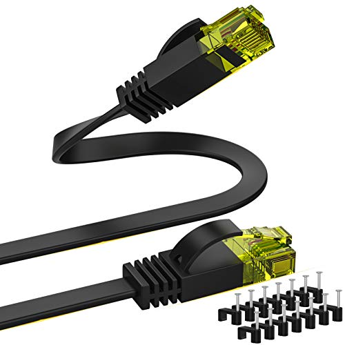 SOBAHIDO Cat 6 כבל ה-Ethernet שחור 60ft מוצק לאינטרנט של רשת LAN תיקון כבל למהירות גבוהה למחשב בכבל עם קליפים & Rj45