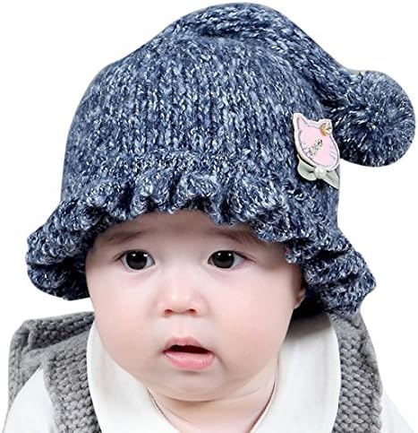 Vovotrade חמוד חמוד תינוק כובעי ילדים כובע מצחיה מכתב חם חורף כובעים סרוגים, צמר מכפלת (כחול-C)