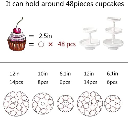 Donosura עומדת Cupcake סט של הלבן 2 שכבות מגש & 3 שכבות העוגה לעמוד, עוגת חתונה בשכבות המגש הקאפקייקס להציג מגדל קינוח