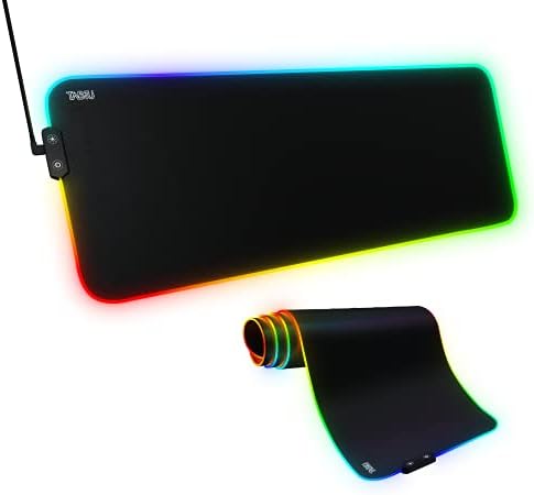 TNBIU גדול RGB המשחקים משטח עכבר, רך LED משטח עכבר עם 14 מצבי תאורה ו-2 רמות של בהירות, עם גומי החלקה בסיס כבוי, זיכרון,