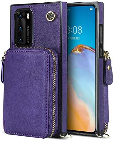 Crossbody הארנק מקרה עבור Huawei P40,ארנק במקרה את הטלפון עם בעל כרטיס,רגלית,סגירה מגנטית,רוכסן טלפון,ארנק של הרצועה.