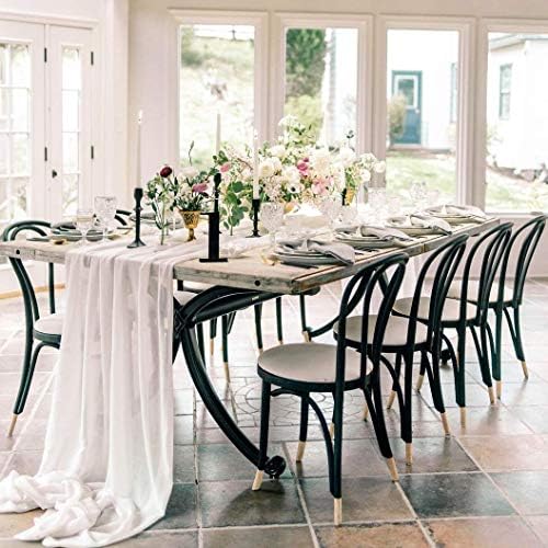 1 חתיכה לבנה שיפון שולחן רצים 27x120 ס מ העצום כלה מסיבת חתונה רומנטית הקבלה קישוטים