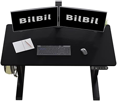 BilBil חשמלי עומד שולחן מתכוונן לגובה, לשבת, לעמוד השולחן, 48 x 24 ס מ בבית שולחן במשרד לשלב שולחן המנהלים, עם 4 הזיכרון