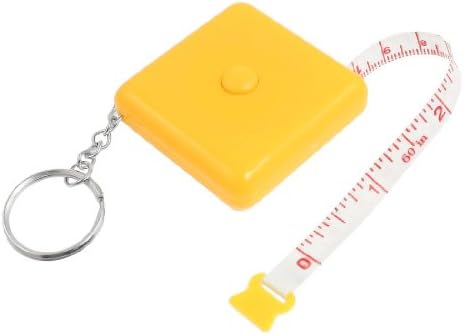Aexit 1.5 מ ' צהוב כלים & לשיפור הבית מרובע מעטפת פלסטיק נשלף למדוד את הקלטת הקלטת אמצעים כולל מחזיק מפתחות