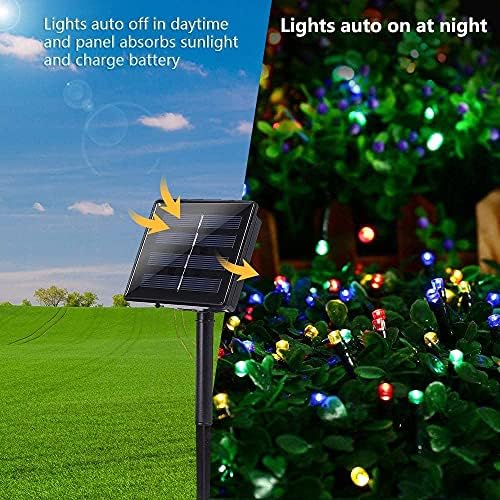 אנרגיה סולארית Led חיצוני פיות אורות מחרוזת גרלנד קישוט תאורת רחוב סולארית מנורות חג המולד תאורה (צבעוני), 5m-20LED-שמש)