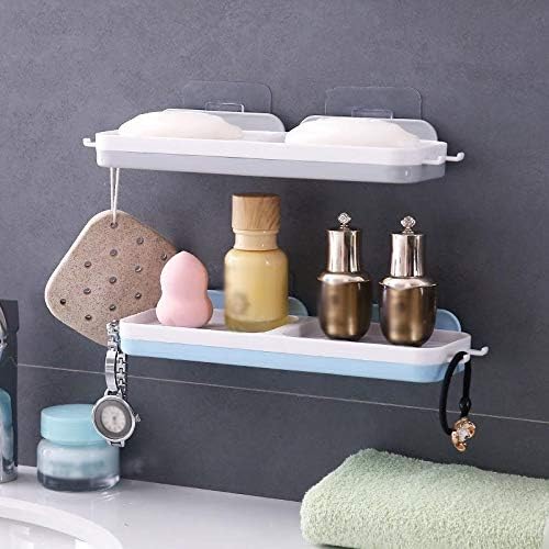 Gokeop קומתיים לסבון כלים מקלחת שירותים מטבח, סבון כלים מחזיק עם מגש ניקוז, אגרוף-חינם להגן על הקיר סבון נקי, עמיד חזק