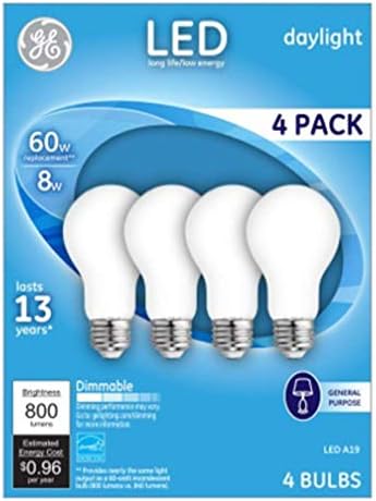 GE תאורה 93098314 נורות LED, חלבית לאור, 8-וואט, 750 לומנס, 4-Pk. - כמות 1