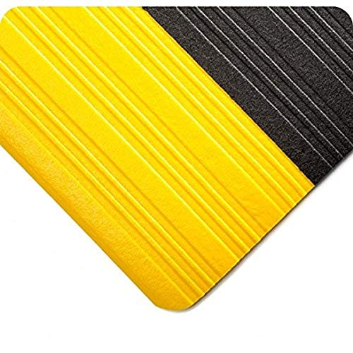 Wearwell 451.38x2x49BYL Tuf ספוג מחצלת, 49' אורך x 2' רוחב x 3/8 עבה, שחור עם צהוב