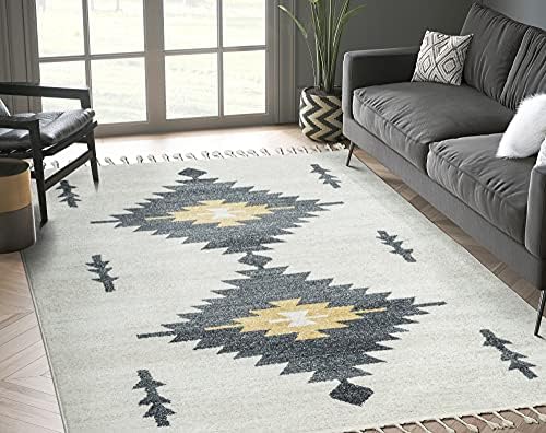 עכשווי-מערב אזור הדפסה השטיח - ללא לשפוך צהוב & גריי אבאני שטיחים 6 x 9' השטיח בסלון