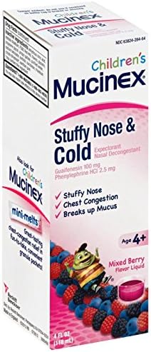 Mucinex ילדים נוזלי האף סתום & קר מעורבב ברי 4 עוז