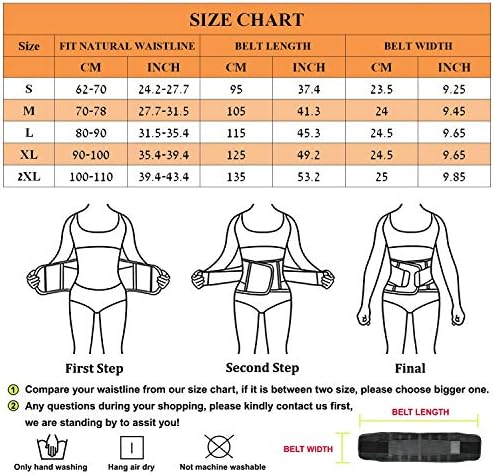 VENUZOR המותניים מאמן חגורת נשים המותניים Cincher גוזם במשקל הגוף מגבש ספורט מחוך (W-שחור, 2XL)