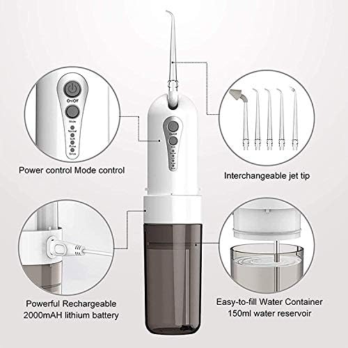 Jusaburo Flosser משק חשמל מים נייד Flosser,USB לטעינה, IPX7 עמיד למים,3 ניקוי מצבים,200ml מיכל מים שיניים Oral Irrigator